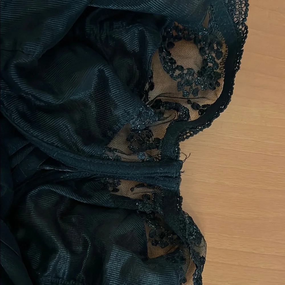 Black Satin Chemise with Structured Bodice - Picture 8 of 11